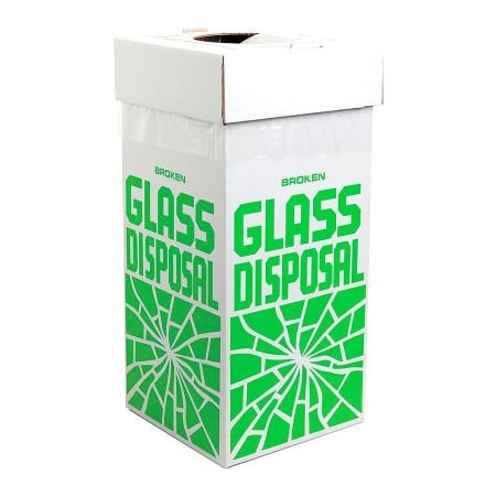 Bel-Art Bel-Art Broken Glass Disposal Box, Floor Model, 12"W x 12"D x 27"H, Green, 6/PK F24653-0001